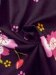 Photo11: O0228R Vintage Japanese kimono   Black YUKATA summer(made in Other than Japan) for women / Cotton. SAKURA cherry blossom   (Grade B) (11)