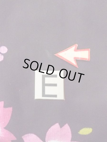 Photo18: O0228R Vintage Japanese kimono   Black YUKATA summer(made in Other than Japan) for women / Cotton. SAKURA cherry blossom   (Grade B) (18)