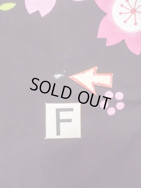 Photo19: O0228R Vintage Japanese kimono   Black YUKATA summer(made in Other than Japan) for women / Cotton. SAKURA cherry blossom   (Grade B) (19)