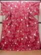 Photo1: O0228S Vintage Japanese kimono  Vivid Red YUKATA summer(made in Other than Japan) for women / Cotton. Circle   (Grade D) (1)