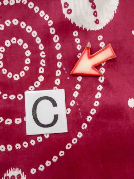 Photo16: O0228S Vintage Japanese kimono  Vivid Red YUKATA summer(made in Other than Japan) for women / Cotton. Circle   (Grade D) (16)