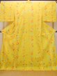 Photo1: O0228T Vintage Japanese kimono  Vivid Yellow YUKATA summer(made in Other than Japan) for women / Cotton. Flower,   (Grade B) (1)