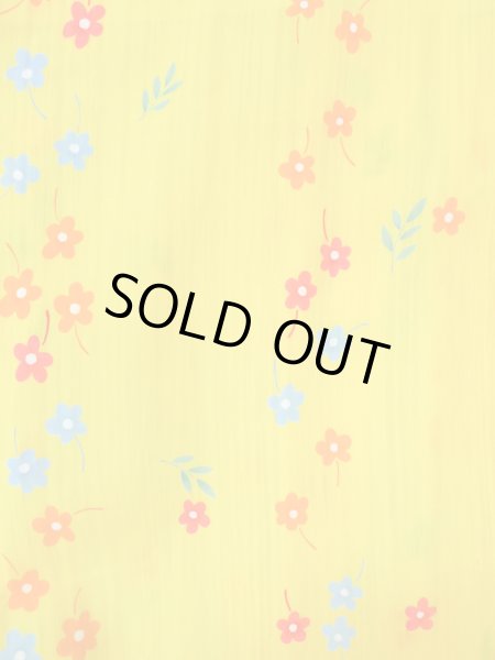Photo5: O0228T Vintage Japanese kimono  Vivid Yellow YUKATA summer(made in Other than Japan) for women / Cotton. Flower,   (Grade B) (5)