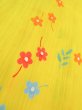 Photo9: O0228T Vintage Japanese kimono  Vivid Yellow YUKATA summer(made in Other than Japan) for women / Cotton. Flower,   (Grade B) (9)