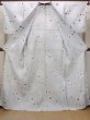 Photo2: O0228U Vintage Japanese kimono  Light Gray YUKATA summer(made in Other than Japan) for women / Linen. SAKURA cherry blossom,   (Grade D) (2)