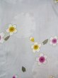 Photo3: O0228U Vintage Japanese kimono  Light Gray YUKATA summer(made in Other than Japan) for women / Linen. SAKURA cherry blossom,   (Grade D) (3)