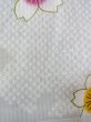 Photo7: O0228U Vintage Japanese kimono  Light Gray YUKATA summer(made in Other than Japan) for women / Linen. SAKURA cherry blossom,   (Grade D) (7)