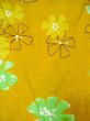 Photo3: O0228X Vintage Japanese kimono   Golden Yellow YUKATA summer(made in Other than Japan) for women / Cotton. Flower   (Grade B) (3)