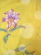 Photo3: Mint O0228Z Vintage Japanese kimono  Pale Yellow YUKATA summer(made in Other than Japan) for women / Cotton. Flower, Lilly pattern.  (Grade A) (3)