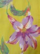 Photo5: Mint O0228Z Vintage Japanese kimono  Pale Yellow YUKATA summer(made in Other than Japan) for women / Cotton. Flower, Lilly pattern.  (Grade A) (5)