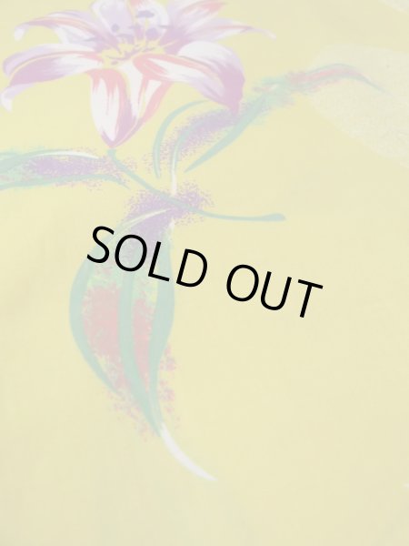 Photo10: Mint O0228Z Vintage Japanese kimono  Pale Yellow YUKATA summer(made in Other than Japan) for women / Cotton. Flower, Lilly pattern.  (Grade A) (10)