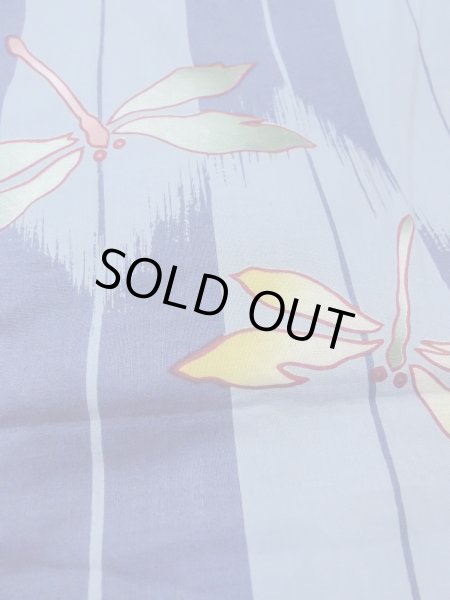Photo10: O0301A Used Japanese kimono  Grayish Light Blue YUKATA summer(made in Other than Japan) for women / Cotton.  Dragonfly pattern  (Grade C) (10)