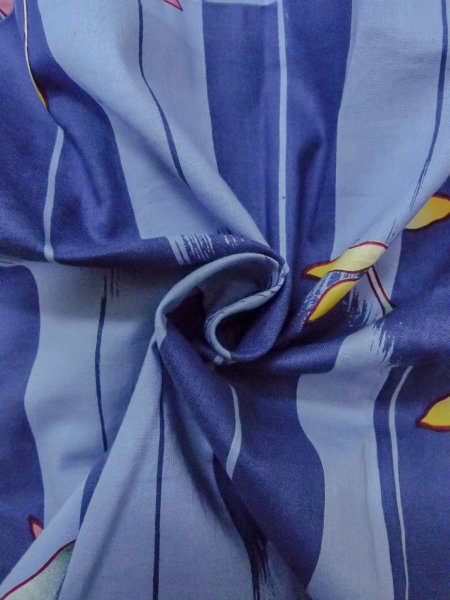 Photo11: O0301A Used Japanese kimono  Grayish Light Blue YUKATA summer(made in Other than Japan) for women / Cotton.  Dragonfly pattern  (Grade C) (11)