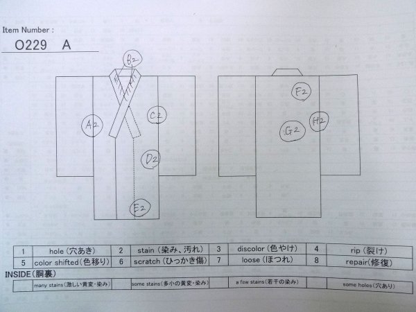 Photo13: O0301A Used Japanese kimono  Grayish Light Blue YUKATA summer(made in Other than Japan) for women / Cotton.  Dragonfly pattern  (Grade C) (13)