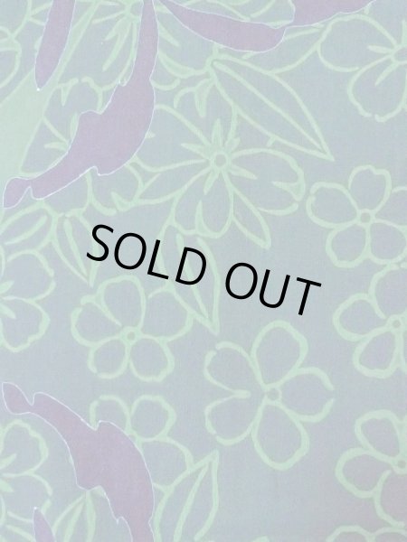 Photo6: Mint O0301B Vintage Japanese kimono   Green YUKATA summer(made in Japan) for women / Cotton. Flower,   (Grade A) (6)