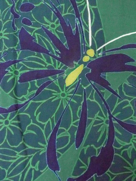 Photo7: Mint O0301B Vintage Japanese kimono   Green YUKATA summer(made in Japan) for women / Cotton. Flower,   (Grade A) (7)