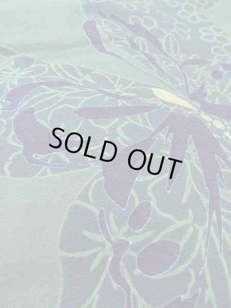 Photo10: Mint O0301B Vintage Japanese kimono   Green YUKATA summer(made in Japan) for women / Cotton. Flower,   (Grade A) (10)