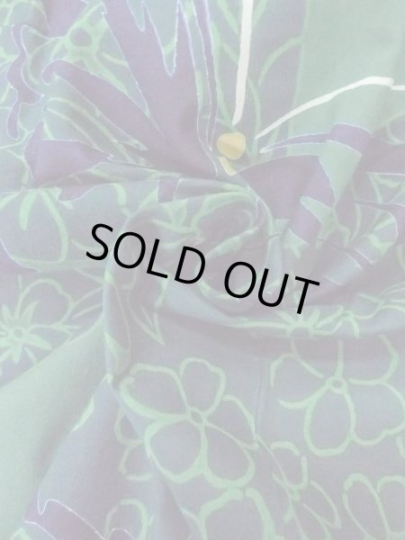 Photo11: Mint O0301B Vintage Japanese kimono   Green YUKATA summer(made in Japan) for women / Cotton. Flower,   (Grade A) (11)