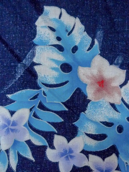Photo5: Mint O0301C Used Japanese kimono   Navy Blue YUKATA summer(made in Other than Japan) for women / Cotton. Flower,   (Grade A) (5)