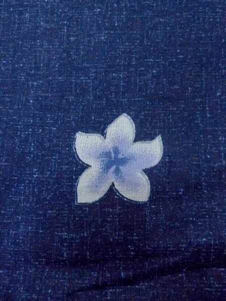 Photo7: Mint O0301C Used Japanese kimono   Navy Blue YUKATA summer(made in Other than Japan) for women / Cotton. Flower,   (Grade A) (7)