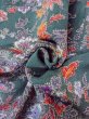 Photo11: Mint O0312B Used Japanese kimono  Dark Green KOMON dyed for women / Silk. Peony,   (Grade A) (11)