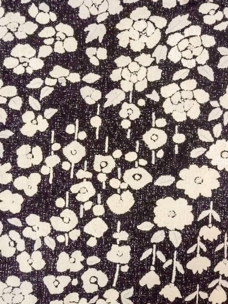 Photo3: O0312C Used Japanese kimono   Black KOMON dyed for women / Silk. Flower,   (Grade C) (3)