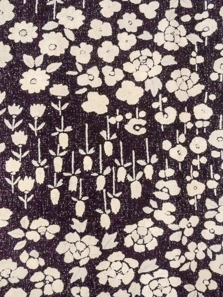 Photo4: O0312C Used Japanese kimono   Black KOMON dyed for women / Silk. Flower,   (Grade C) (4)