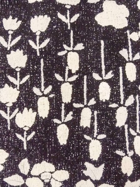 Photo6: O0312C Used Japanese kimono   Black KOMON dyed for women / Silk. Flower,   (Grade C) (6)