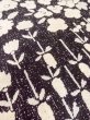Photo10: O0312C Used Japanese kimono   Black KOMON dyed for women / Silk. Flower,   (Grade C) (10)