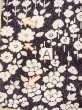 Photo14: O0312C Used Japanese kimono   Black KOMON dyed for women / Silk. Flower,   (Grade C) (14)