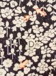 Photo17: O0312C Used Japanese kimono   Black KOMON dyed for women / Silk. Flower,   (Grade C) (17)