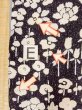 Photo18: O0312C Used Japanese kimono   Black KOMON dyed for women / Silk. Flower,   (Grade C) (18)