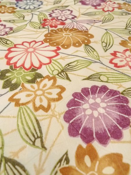 Photo10: O0312D Vintage Japanese kimono   Off White KOMON dyed for women / Silk. SAKURA cherry blossom,   (Grade C) (10)