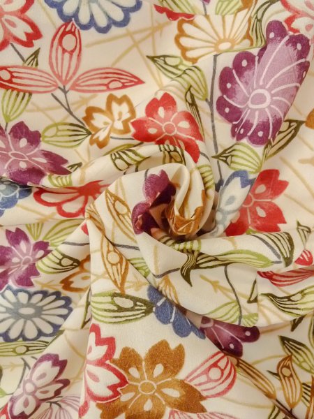 Photo11: O0312D Vintage Japanese kimono   Off White KOMON dyed for women / Silk. SAKURA cherry blossom,   (Grade C) (11)