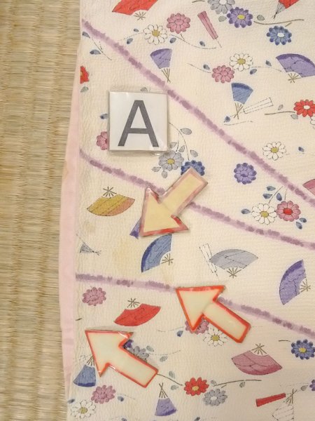 Photo14: O0312E Vintage Japanese kimono   Off White KOMON dyed for women / Silk. Chrysanthemum,   (Grade C) (14)