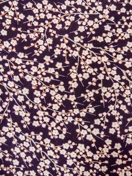 Photo5: O0312F Used Japanese kimono  Dark Purple KOMON dyed for women / Silk. UME plum bloom   (Grade C) (5)