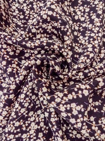 Photo11: O0312F Used Japanese kimono  Dark Purple KOMON dyed for women / Silk. UME plum bloom   (Grade C) (11)
