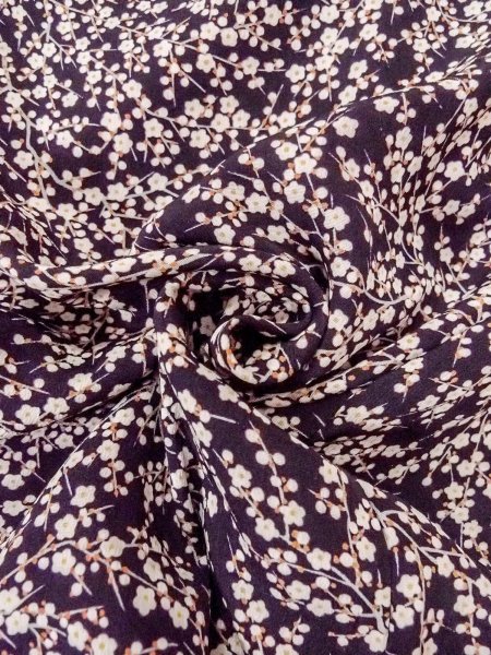Photo12: O0312F Used Japanese kimono  Dark Purple KOMON dyed for women / Silk. UME plum bloom   (Grade C) (12)