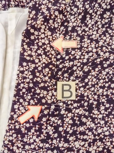 Photo15: O0312F Used Japanese kimono  Dark Purple KOMON dyed for women / Silk. UME plum bloom   (Grade C) (15)