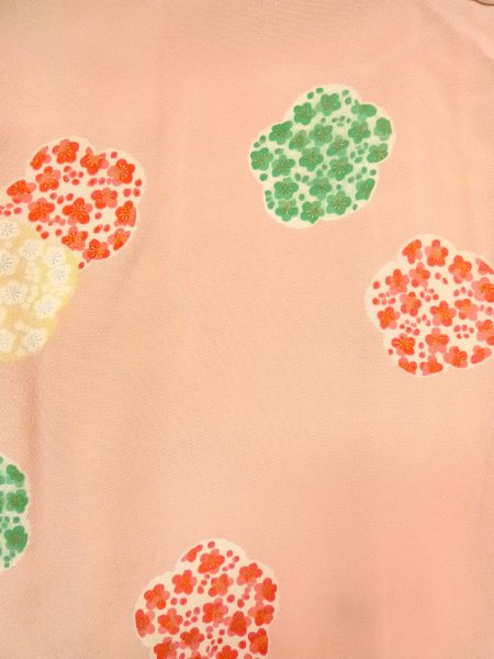 Photo3: O0312H Vintage Japanese kimono  Light Pink KOMON dyed for women / Silk. UME plum bloom A bladk collaar is attached.  (Grade D) (3)