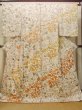 Photo1: O0312I Vintage Japanese kimono  Light Off White KOMON dyed for women / Silk. Leaf,   (Grade B) (1)