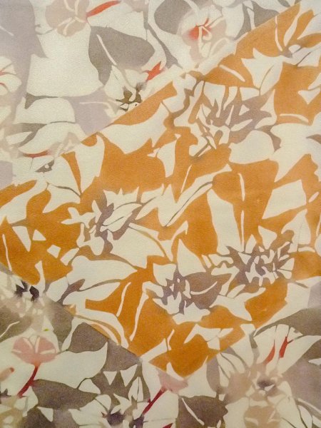 Photo4: O0312I Vintage Japanese kimono  Light Off White KOMON dyed for women / Silk. Leaf,   (Grade B) (4)