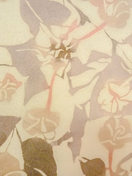 Photo6: O0312I Vintage Japanese kimono  Light Off White KOMON dyed for women / Silk. Leaf,   (Grade B) (6)