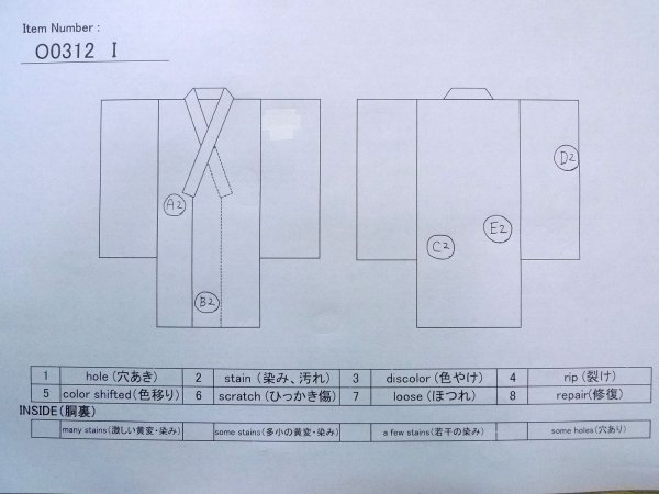 Photo14: O0312I Vintage Japanese kimono  Light Off White KOMON dyed for women / Silk. Leaf,   (Grade B) (14)