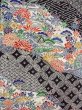Photo3: O0312J Vintage Japanese kimono   Black KOMON dyed for women / Silk. SAKURA cherry blossom,   (Grade B) (3)