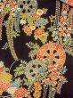 Photo3: O0312K Used Japanese kimono   Black HITOE unlined for women / Synthetic. Flower,   (Grade B) (3)
