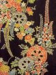 Photo4: O0312K Used Japanese kimono   Black HITOE unlined for women / Synthetic. Flower,   (Grade B) (4)