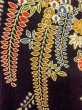 Photo6: O0312K Used Japanese kimono   Black HITOE unlined for women / Synthetic. Flower,   (Grade B) (6)
