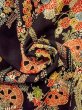 Photo11: O0312K Used Japanese kimono   Black HITOE unlined for women / Synthetic. Flower,   (Grade B) (11)