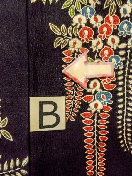 Photo15: O0312K Used Japanese kimono   Black HITOE unlined for women / Synthetic. Flower,   (Grade B) (15)